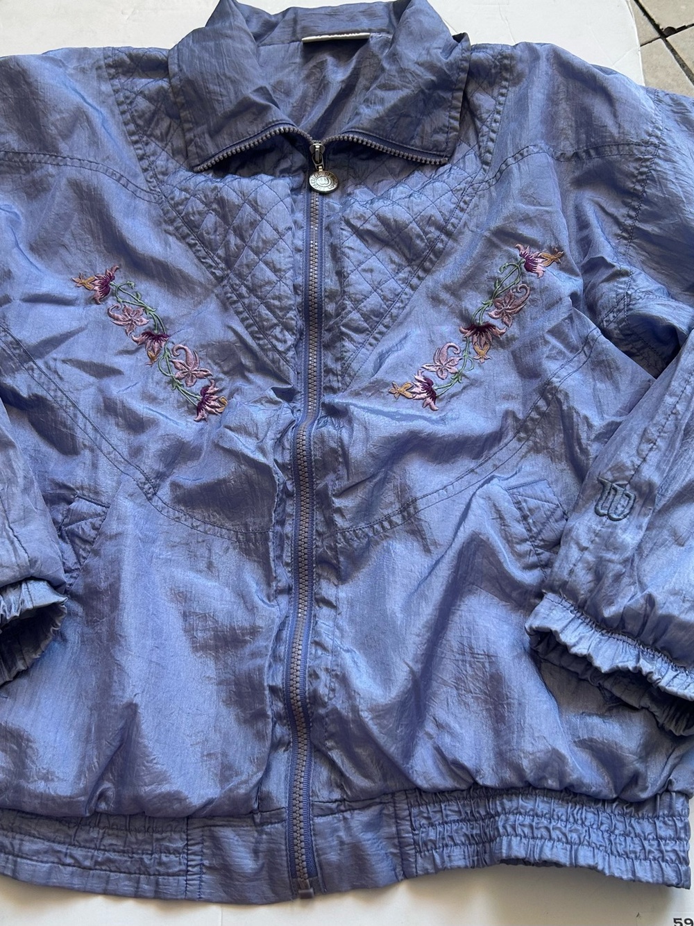 Advantage by Wilson Periwinkle Quilted Floral Zip-Front Bomber Jacket